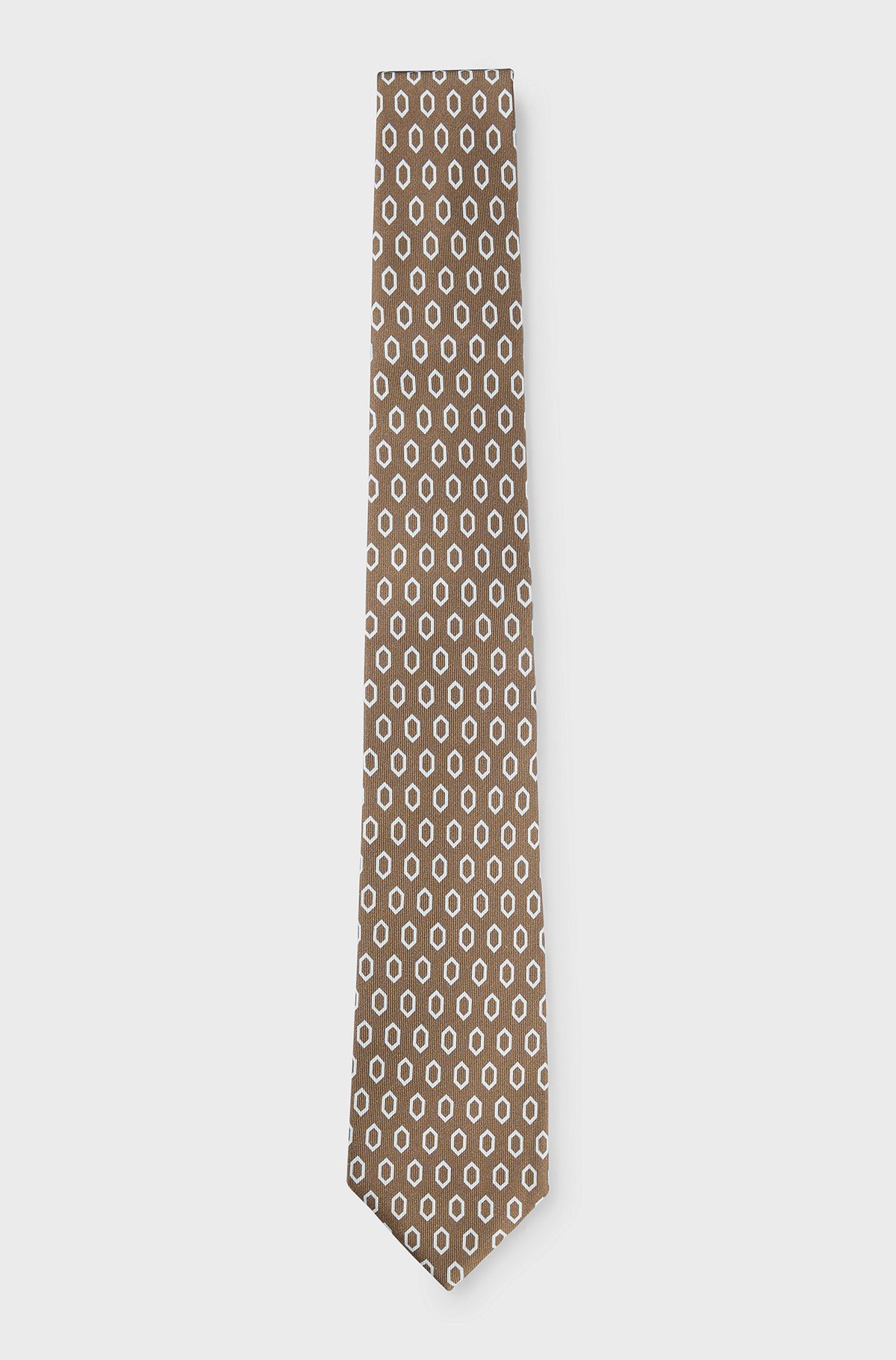 Silk tie with digital print, Beige