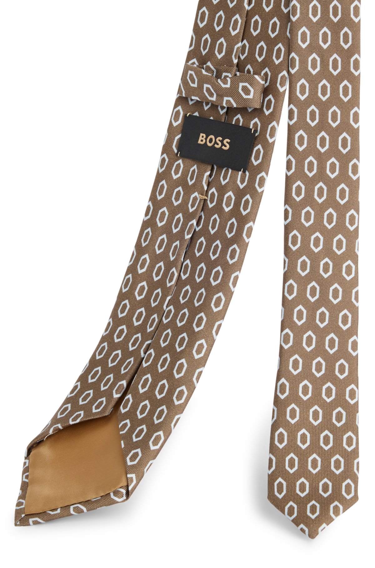 Silk tie with digital print, Beige