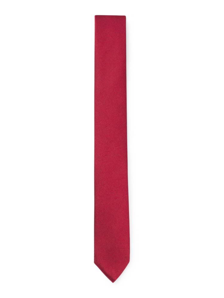 Artikel klicken und genauer betrachten! - Legere HUGO Business-Krawatte. Das Accessoire aus reiner Seide ist mit einem Jacquard-Muster versehen. | im Online Shop kaufen