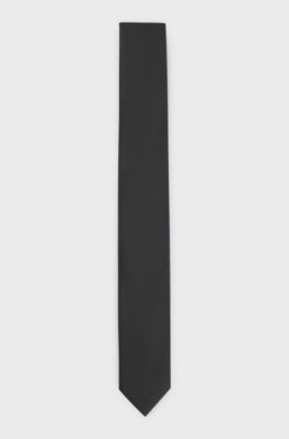 Silk-blend tie with jacquard weave, Black