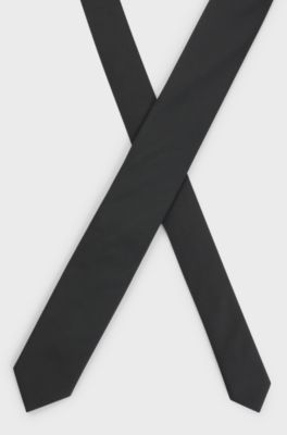Silk-blend tie with jacquard weave, Black