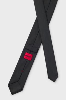 Silk-blend tie with jacquard weave, Black