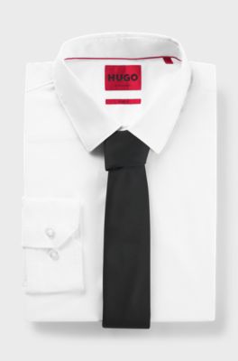 Silk-blend tie with jacquard weave, Black