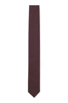 Silk-blend tie with jacquard weave, Brown