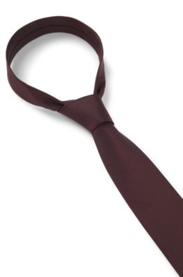 Silk-blend tie with jacquard weave, Brown