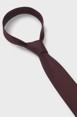 Silk-blend tie with jacquard weave, Brown