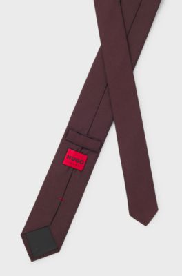 Silk-blend tie with jacquard weave, Brown