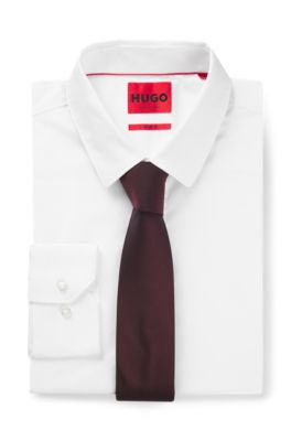 Silk-blend tie with jacquard weave, Brown