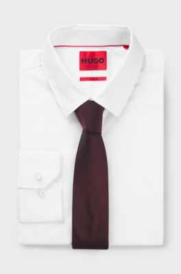 Silk-blend tie with jacquard weave, Brown