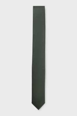 Silk-blend tie with jacquard weave, Dark Green