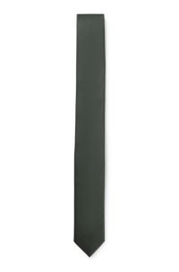 Silk-blend tie with jacquard weave, Dark Green