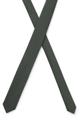 Silk-blend tie with jacquard weave, Dark Green