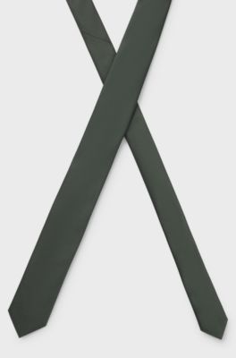 Silk-blend tie with jacquard weave, Dark Green