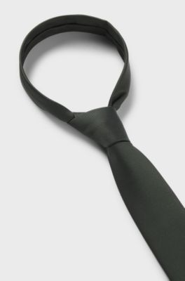 Silk-blend tie with jacquard weave, Dark Green