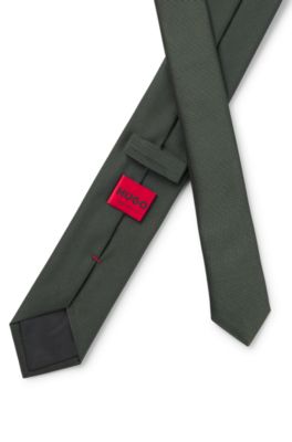 Silk-blend tie with jacquard weave, Dark Green