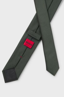 Silk-blend tie with jacquard weave, Dark Green
