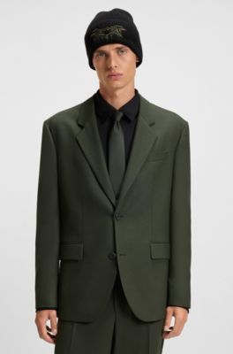 Silk-blend tie with jacquard weave, Dark Green