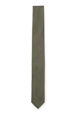 Silk-blend tie with jacquard weave, Olive