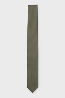 Silk-blend tie with jacquard weave, Olive