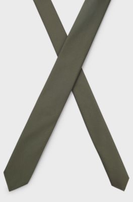 Silk-blend tie with jacquard weave, Olive