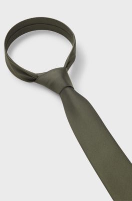 Silk-blend tie with jacquard weave, Olive