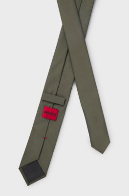 Cravatta in misto seta con trama jacquard, Oliva