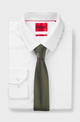 Silk-blend tie with jacquard weave, Olive