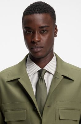 Silk-blend tie with jacquard weave, Olive