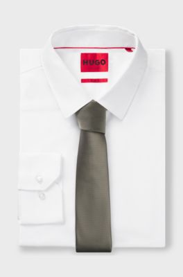 Silk-blend tie with jacquard weave, Light Green