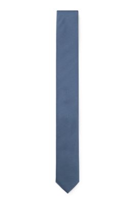 Silk-blend tie with jacquard weave, Blue