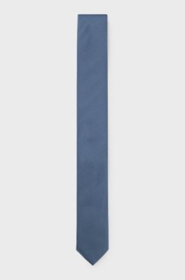 Cravatta in misto seta con trama jacquard, Blu