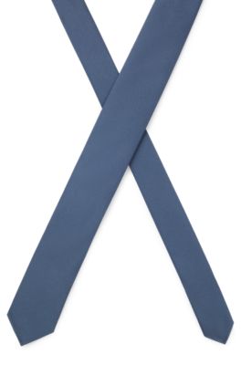 Silk-blend tie with jacquard weave, Blue
