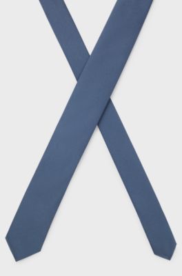 Silk-blend tie with jacquard weave, Blue
