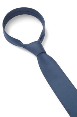 Silk-blend tie with jacquard weave, Blue