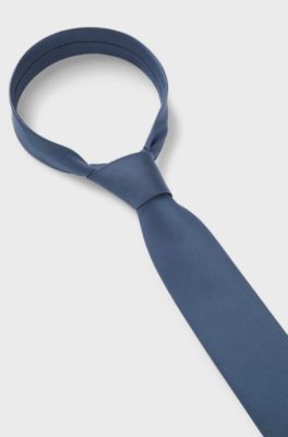 Silk-blend tie with jacquard weave, Blue