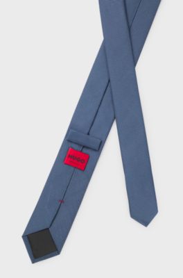 Silk-blend tie with jacquard weave, Blue