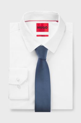 Silk-blend tie with jacquard weave, Blue