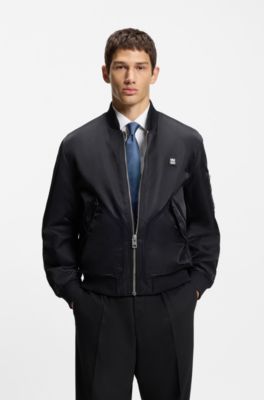 Silk-blend tie with jacquard weave, Blue