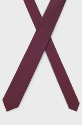 Silk-blend tie with jacquard weave, Dark pink
