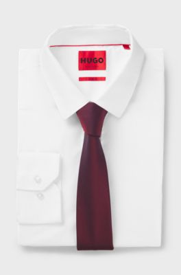 Silk-blend tie with jacquard weave, Dark pink