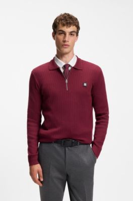 Silk-blend tie with jacquard weave, Dark pink