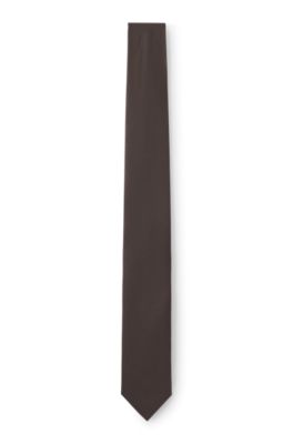 Silk-blend tie with jacquard weave, Brown