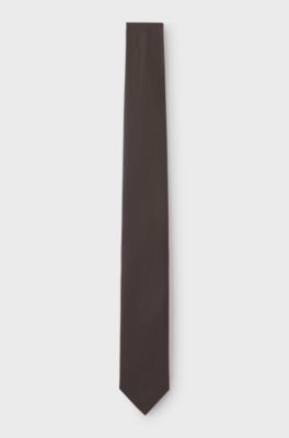 Silk-blend tie with jacquard weave, Brown