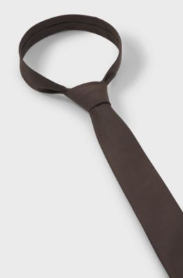 Silk-blend tie with jacquard weave, Brown