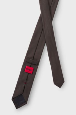 Silk-blend tie with jacquard weave, Brown