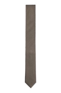 Silk-blend tie with jacquard micro dots, Brown