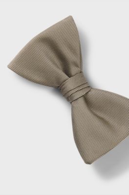 Pre-tied bow tie in a silk blend, Light Beige