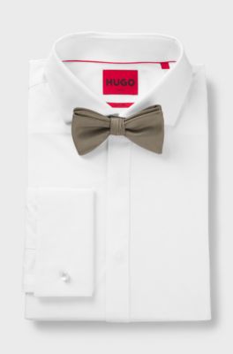 Pre-tied bow tie in a silk blend, Light Beige