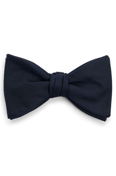 Pre-tied bow tie in a silk blend, Dark Blue