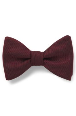 Pre-tied bow tie in a silk blend, Dark Red